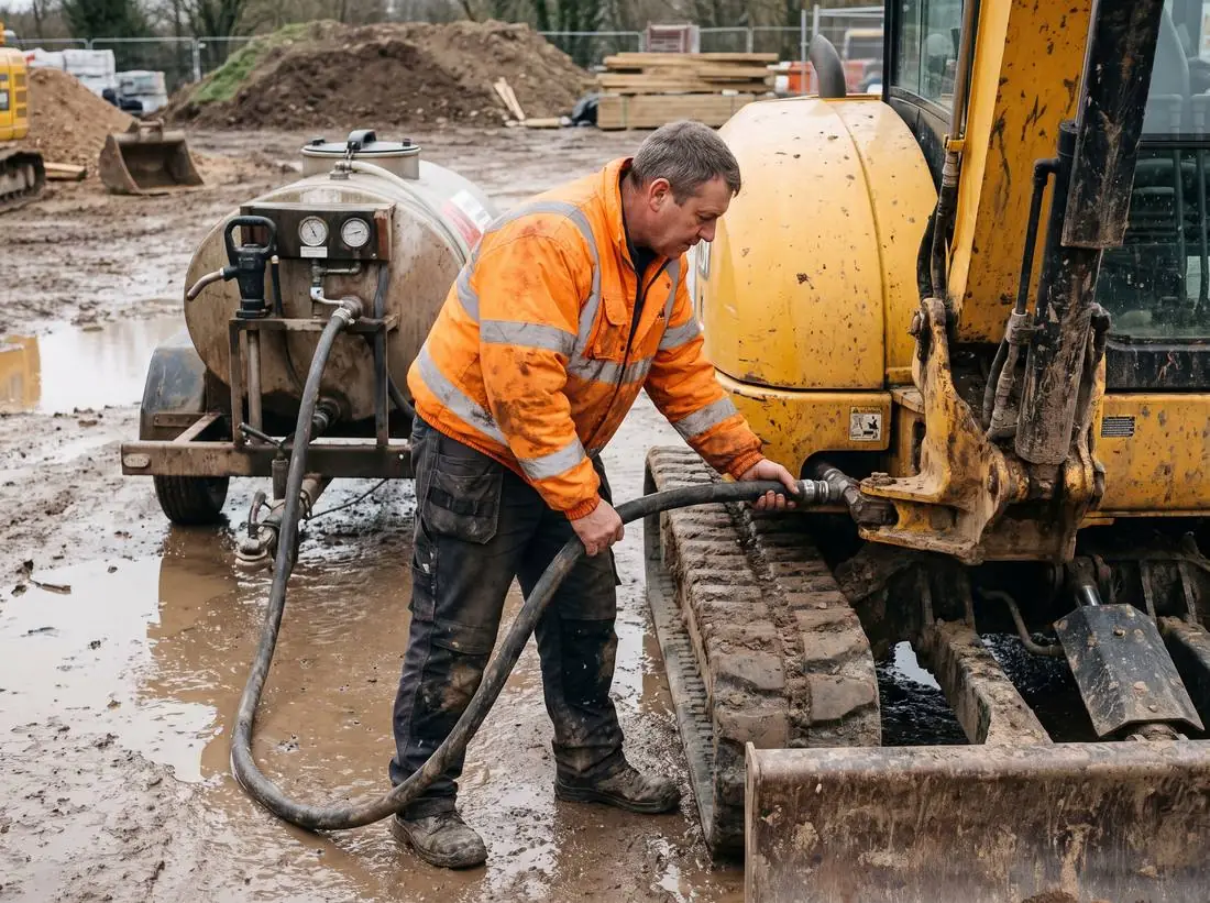 Fuel delivery to an excavator on site