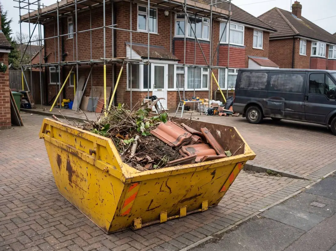 4 yard mini skip on a driveway